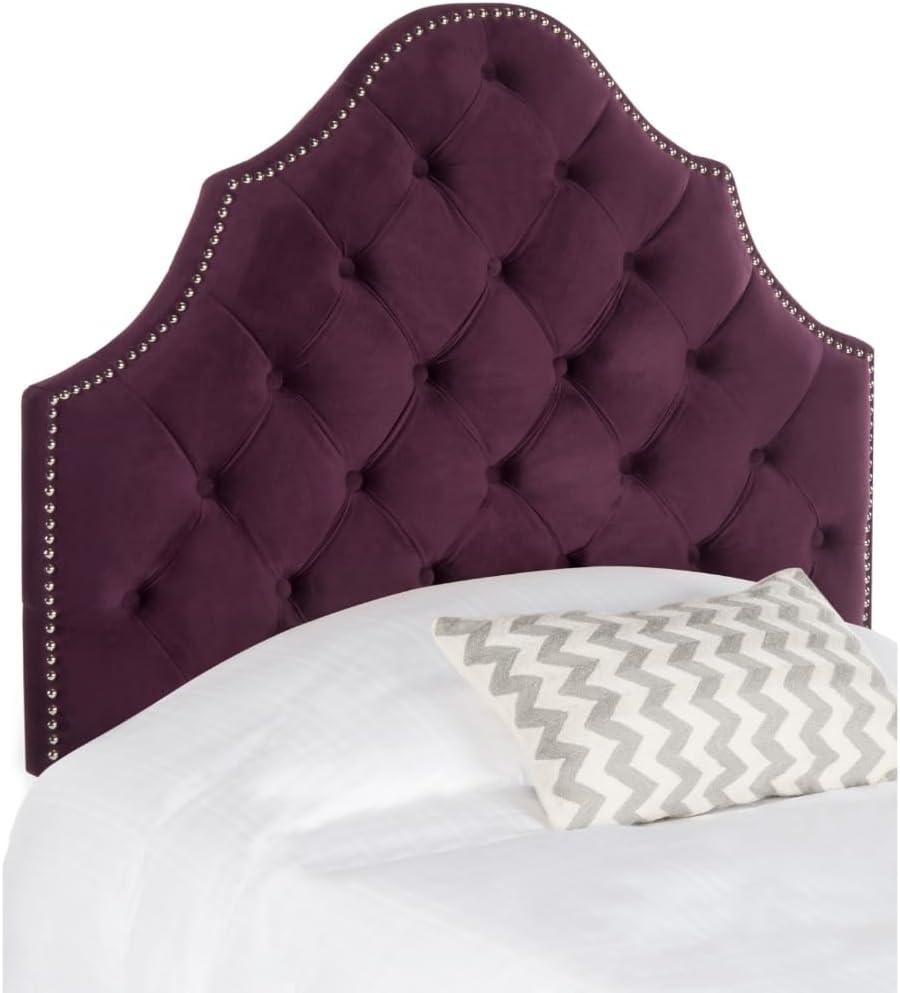 SAFAVIEH Arebelle Rustic Glam Tufted Headboard with Nail Heads, Twin, Aubergine