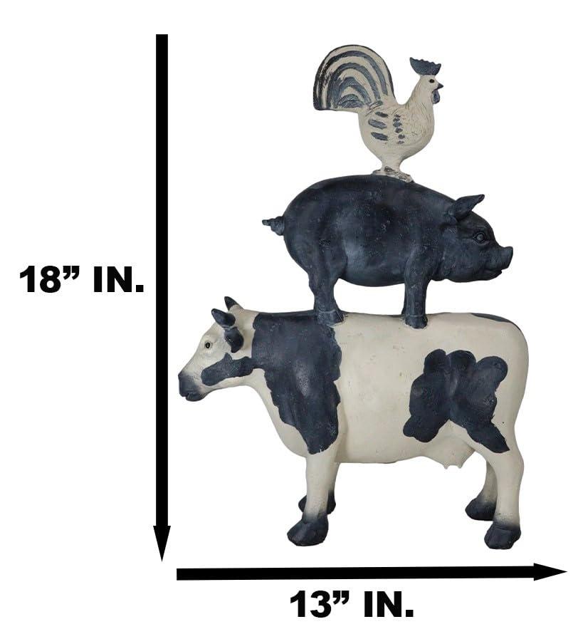 Pacific Giftware American Art Animal Farm Barnyard Stacked Animal Resin Figurine Statue (Cow/Pig/Chicken)