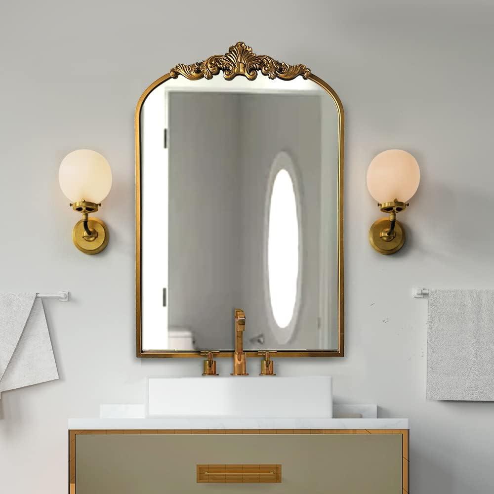 Gold Arched Baroque Ornate Wall Mirror 36" x 24"