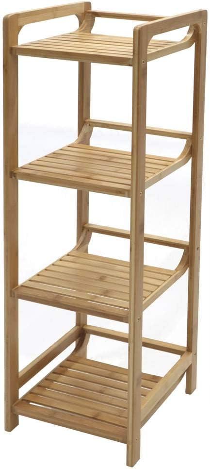 Bamboo Light Wood 4-Tier Ventilated Shelf Unit