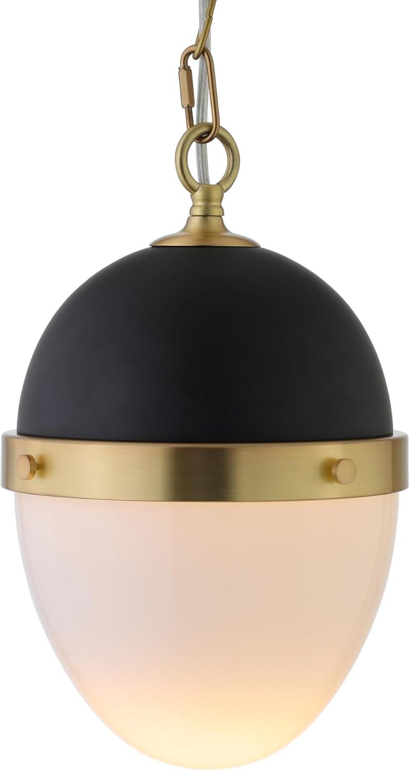 Aurelia Blackened Bronze and Brass Globe Pendant Light with White Milk Glass Shade