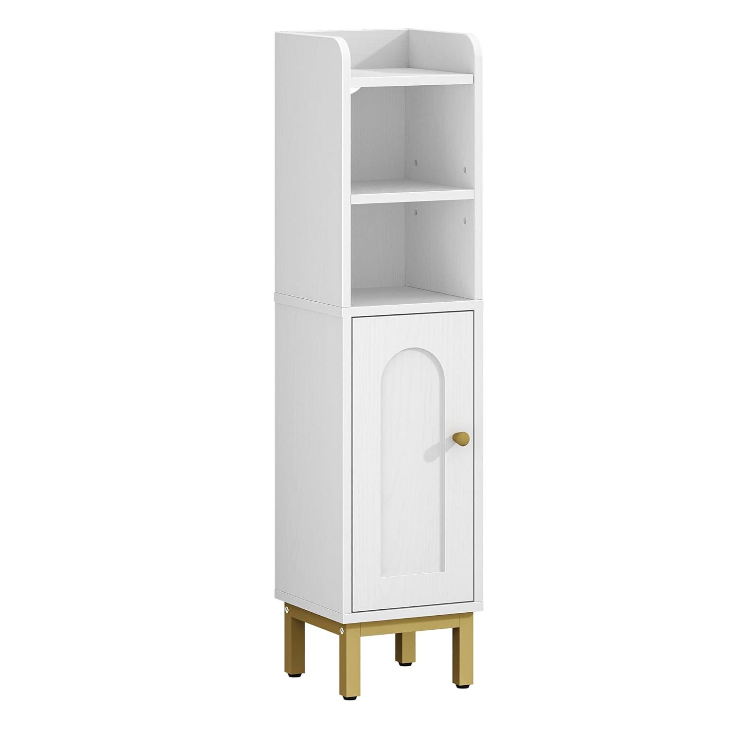 Mercer41 Bathroom Storage Cabinet, Small Corner Floor Cabinet with Door and Shelves