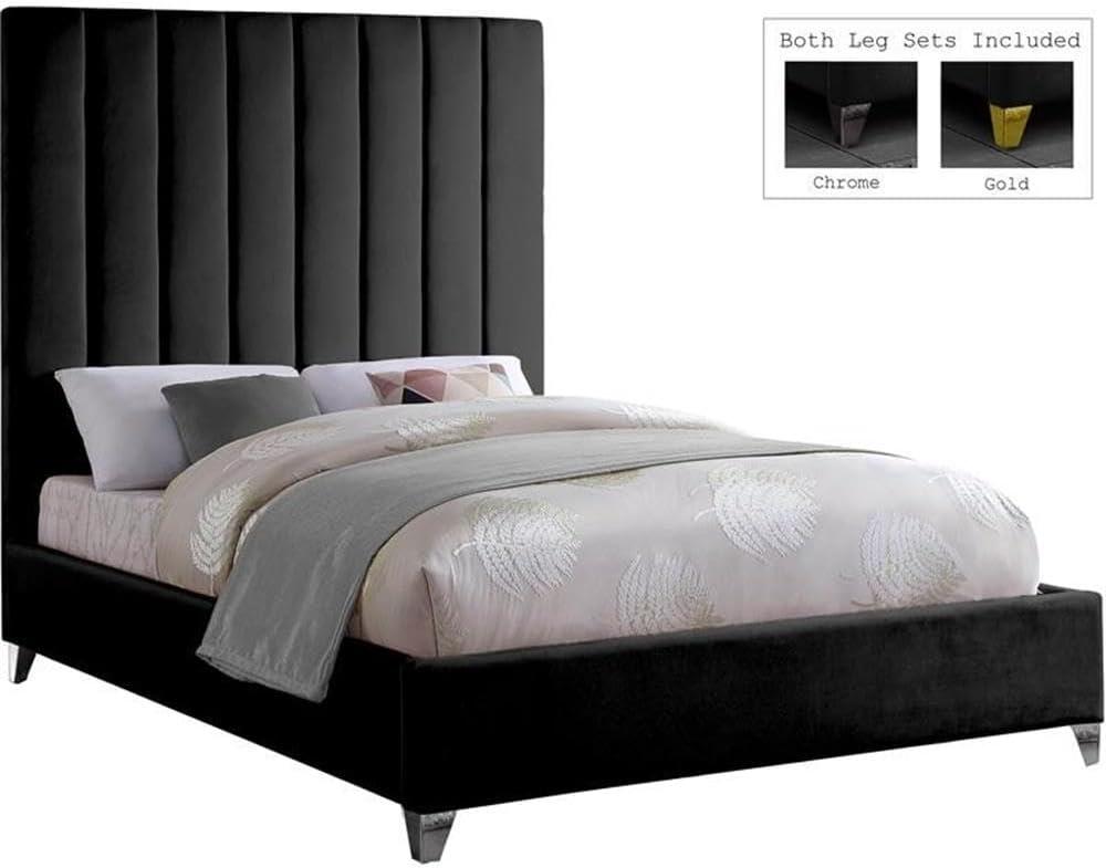 Elegant Pink Velvet Upholstered Queen Bed with Tufted Headboard