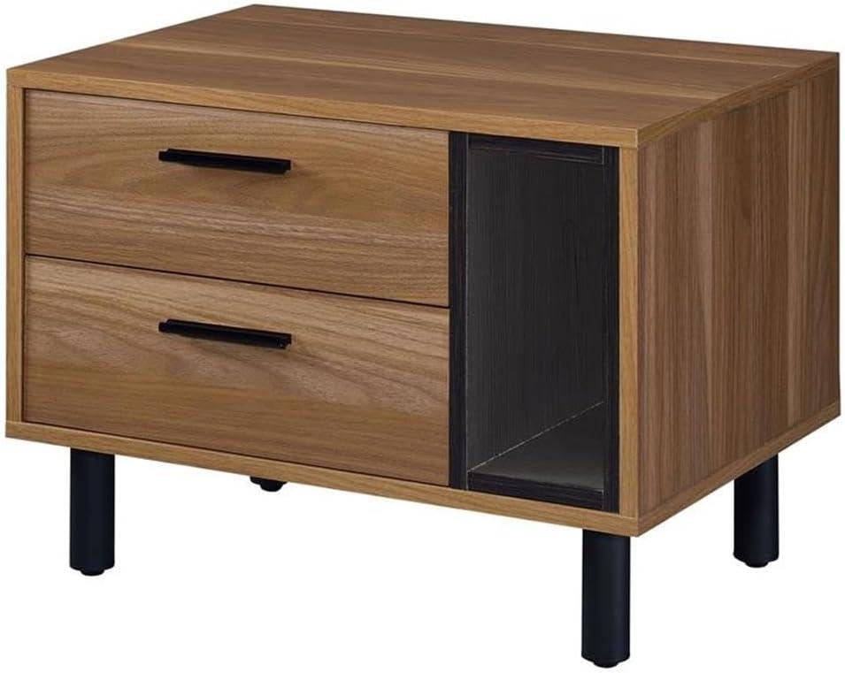 23" Trolgar Accent Table Brown Oak/Black Finish - Acme Furniture: No Assembly, Open Shelf, Wood Composite