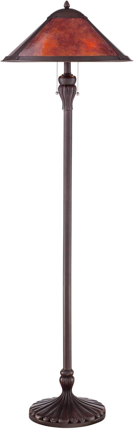 Regency Hill Capistrano Rustic Mission Floor Lamp Standing 57 1/2" Tall Bronze Metal Natural Mica Cone Shade for Living Room Bedroom Office House Home