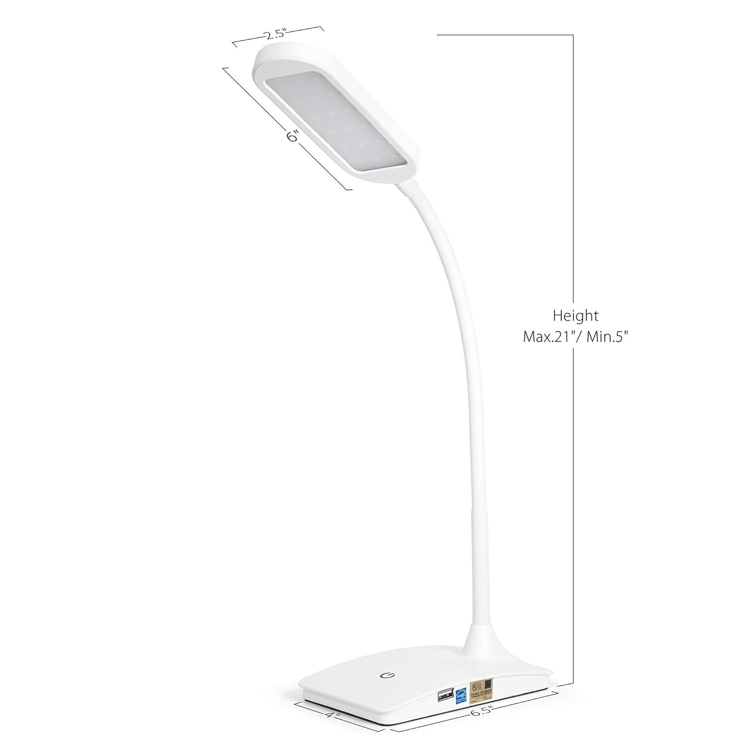 TW Lighting LED Desk Lamp with USB Charging Port Dimmable Study Home Office Lamps Black