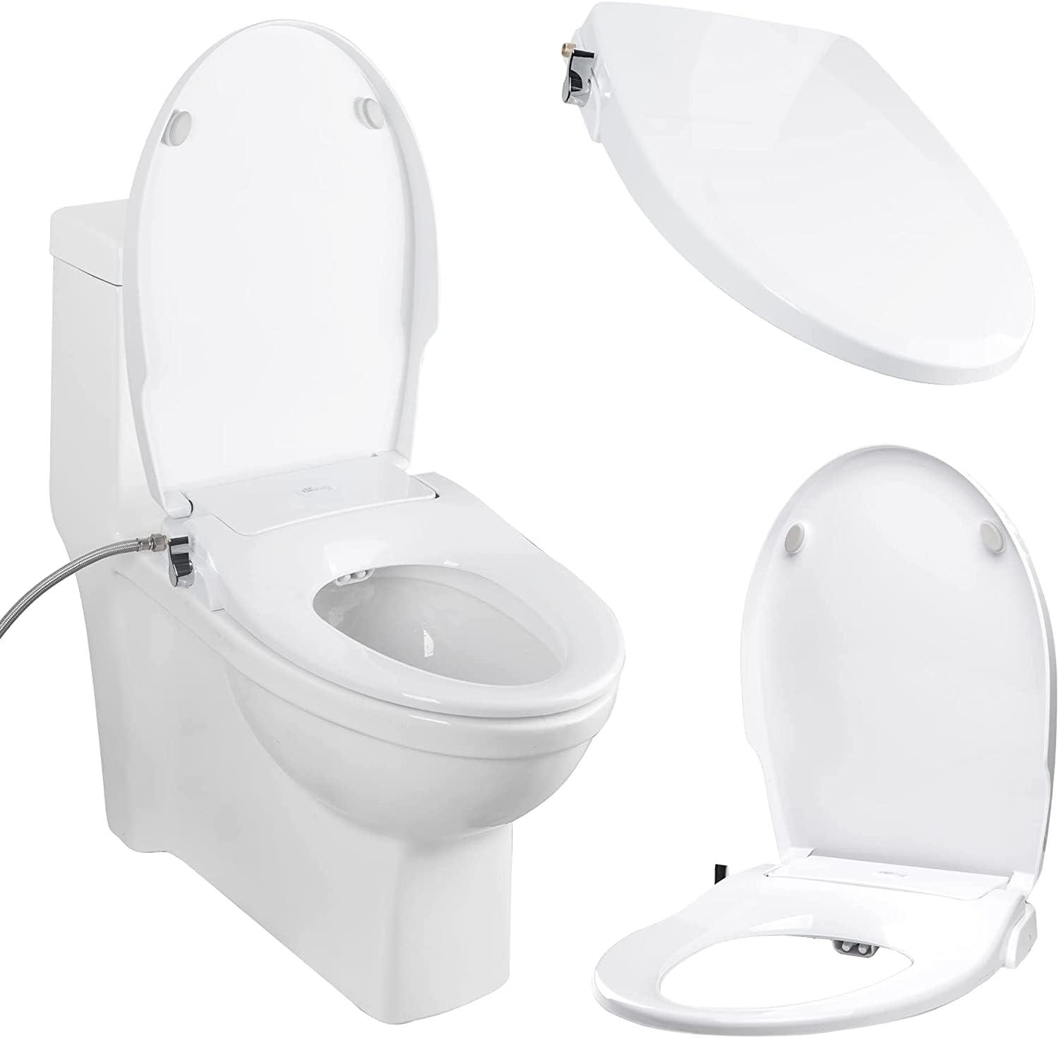 Bio Bidet by BEMIS Slim Zero Round Bidet Toilet Seat, Non-Electric, Dual Nozzles, Slow Close Lid and Night Light SLIMZEROR 000
