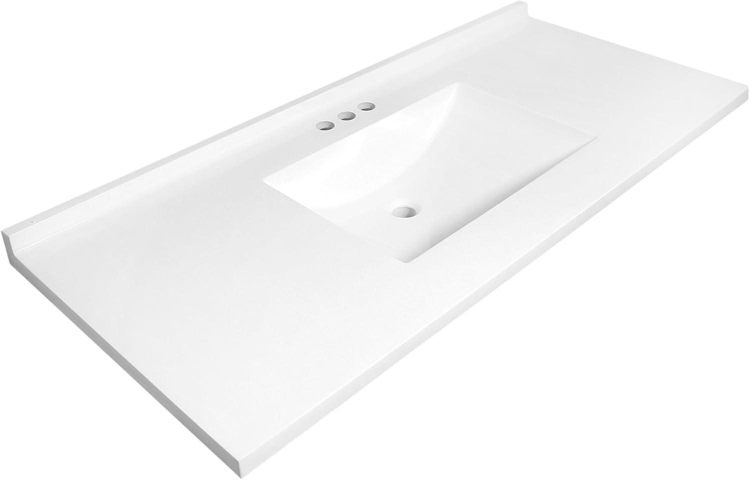 49 Inch Camilla Modern Vanity Top Single Sink with Backsplash, Solid White – Design House, 630244