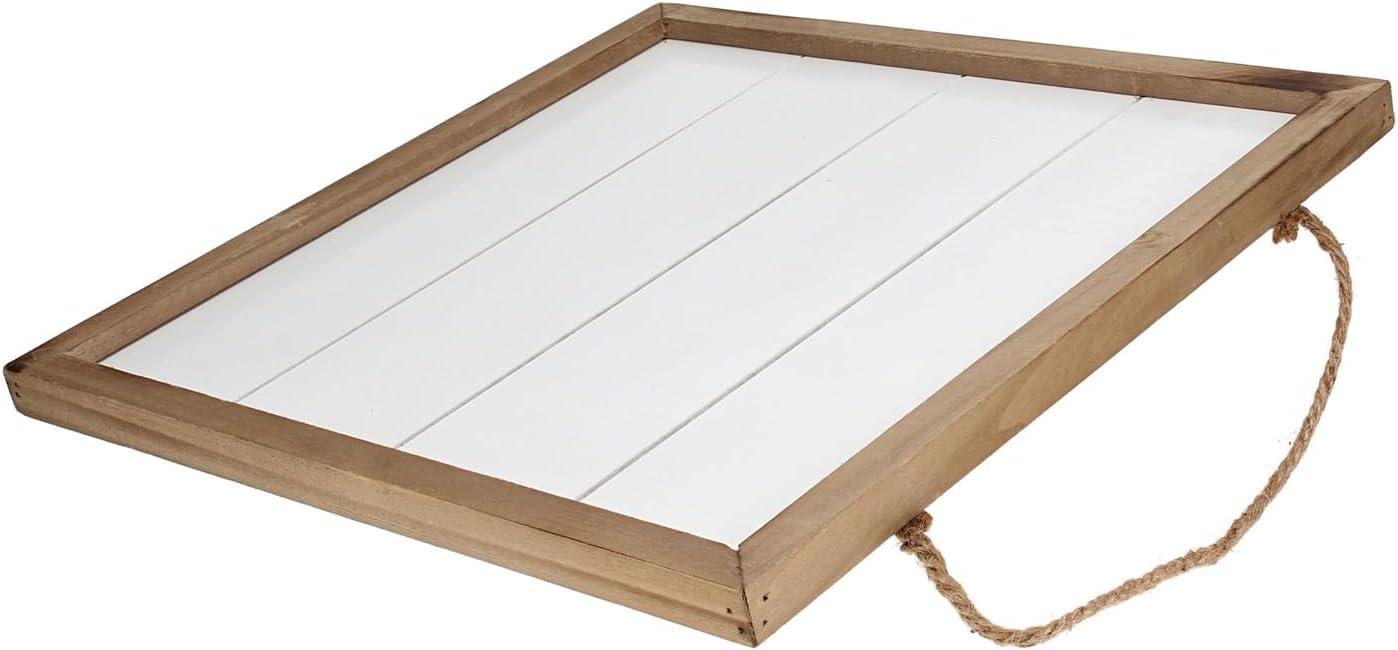 Hampton Art Rustic Frame Shiplap 16" x 16" White, easy to decorate, paint, embellish, stencil, and more, jute rope is attached to the reverse side for hanging