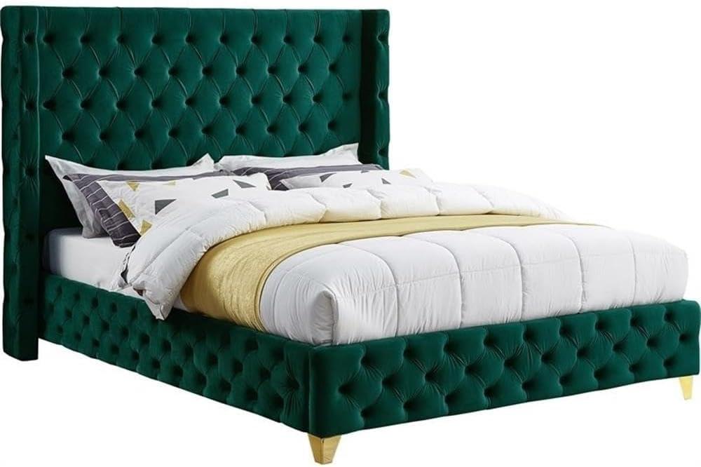 Meridian Furniture Savan Green Velvet King Bed