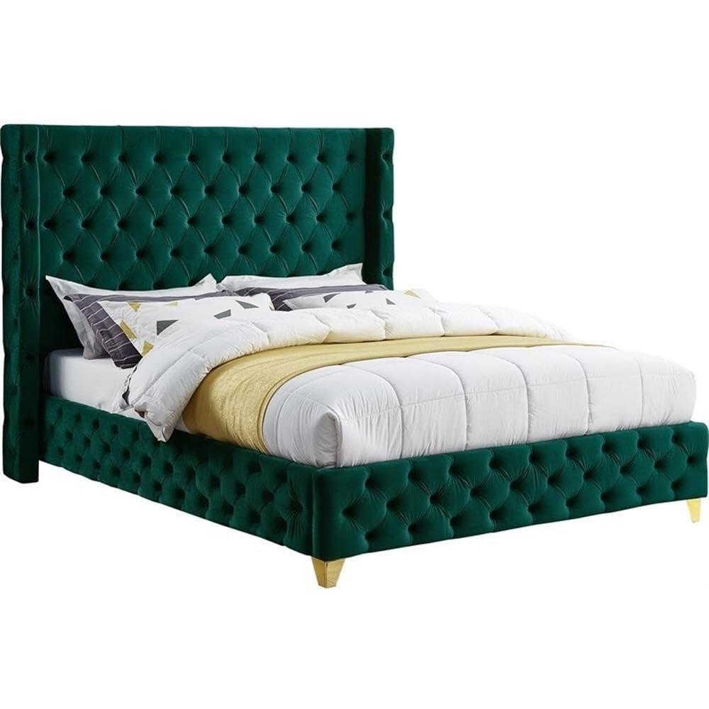 Meridian Furniture Savan Green Velvet King Bed