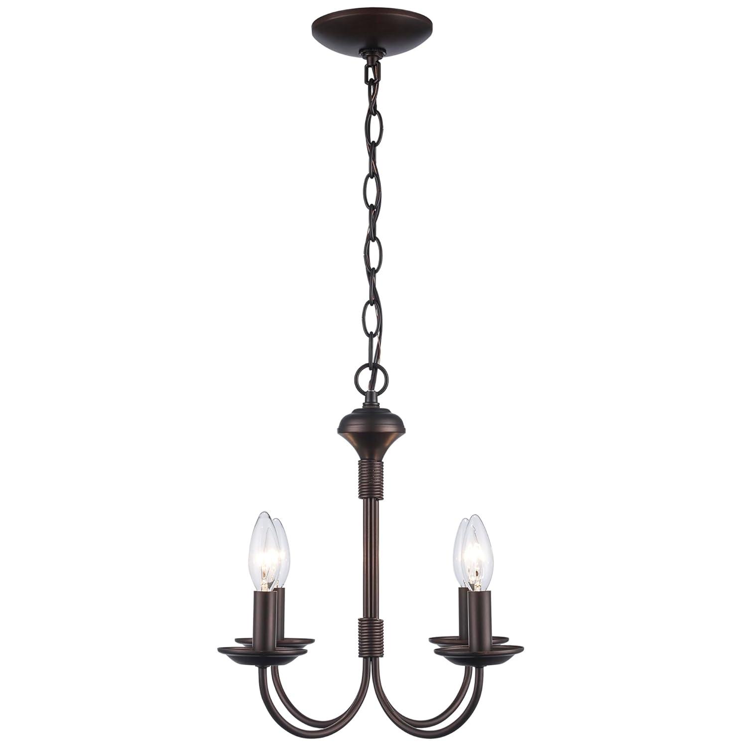 Lucid Lighting 4 -Light Oil-rubbed Bronze Transitional For Use in Bedrooms, Dining Rooms, Foyers, Kitchens, Living Rooms Chandelier