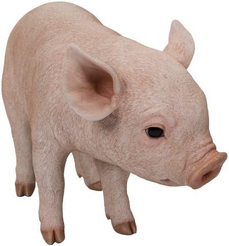 Life-Like Pink Polyresin Standing Baby Pig Statue