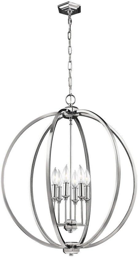 Corinne 6-Light Polished Nickel Crystal Globe Pendant