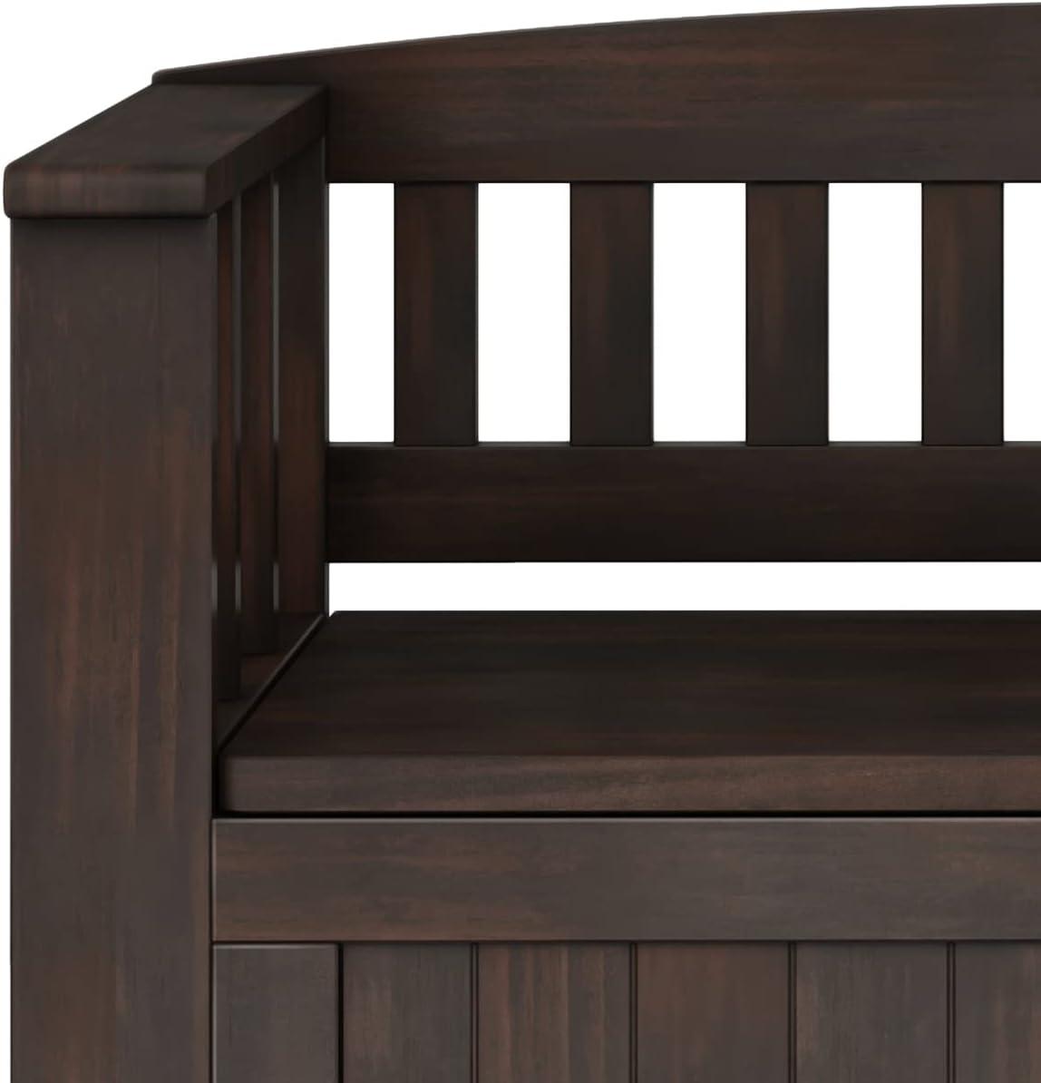 Simpli Home Acadian SOLID WOOD 36 inch Wide Transitional Small Entryway Storage Bench in Brunette Brown