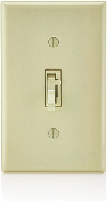 Leviton Toggle Slide Fan Speed Control, 1.5 A-120VAC @ 60Hz, Single Pole or 3-way, TSF01-10I, Ivory