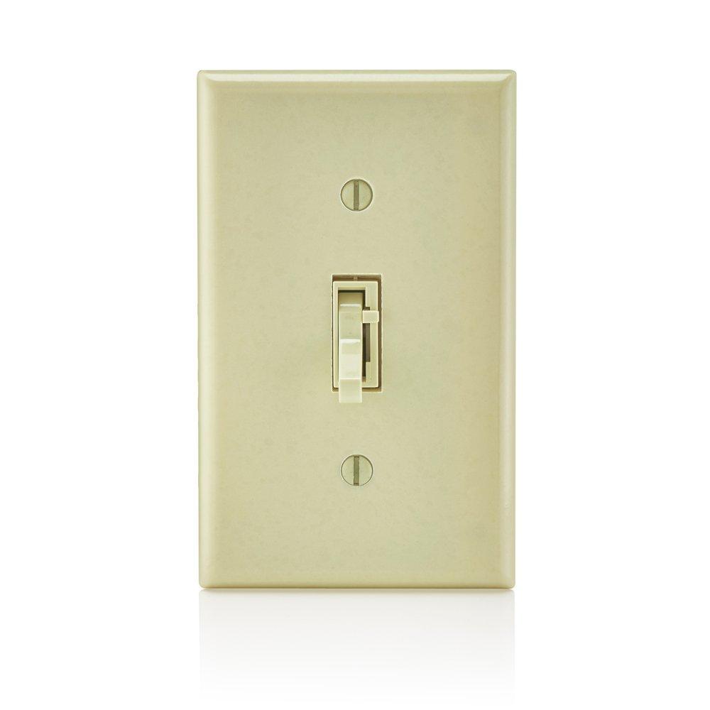 Leviton Toggle Slide Fan Speed Control, 1.5 A-120VAC @ 60Hz, Single Pole or 3-way, TSF01-10I, Ivory