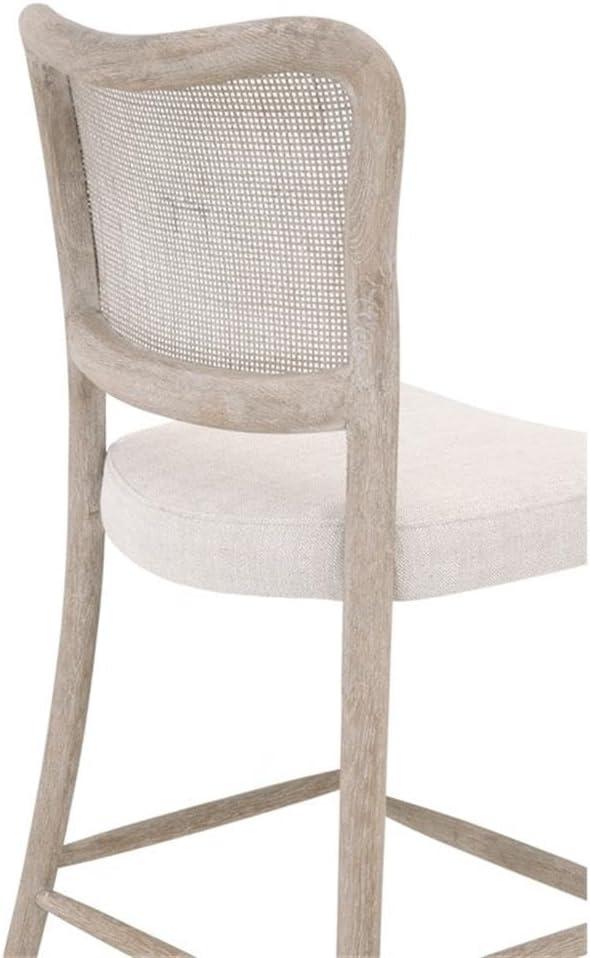 Bisque Gray Oak and Cane Counter Stool