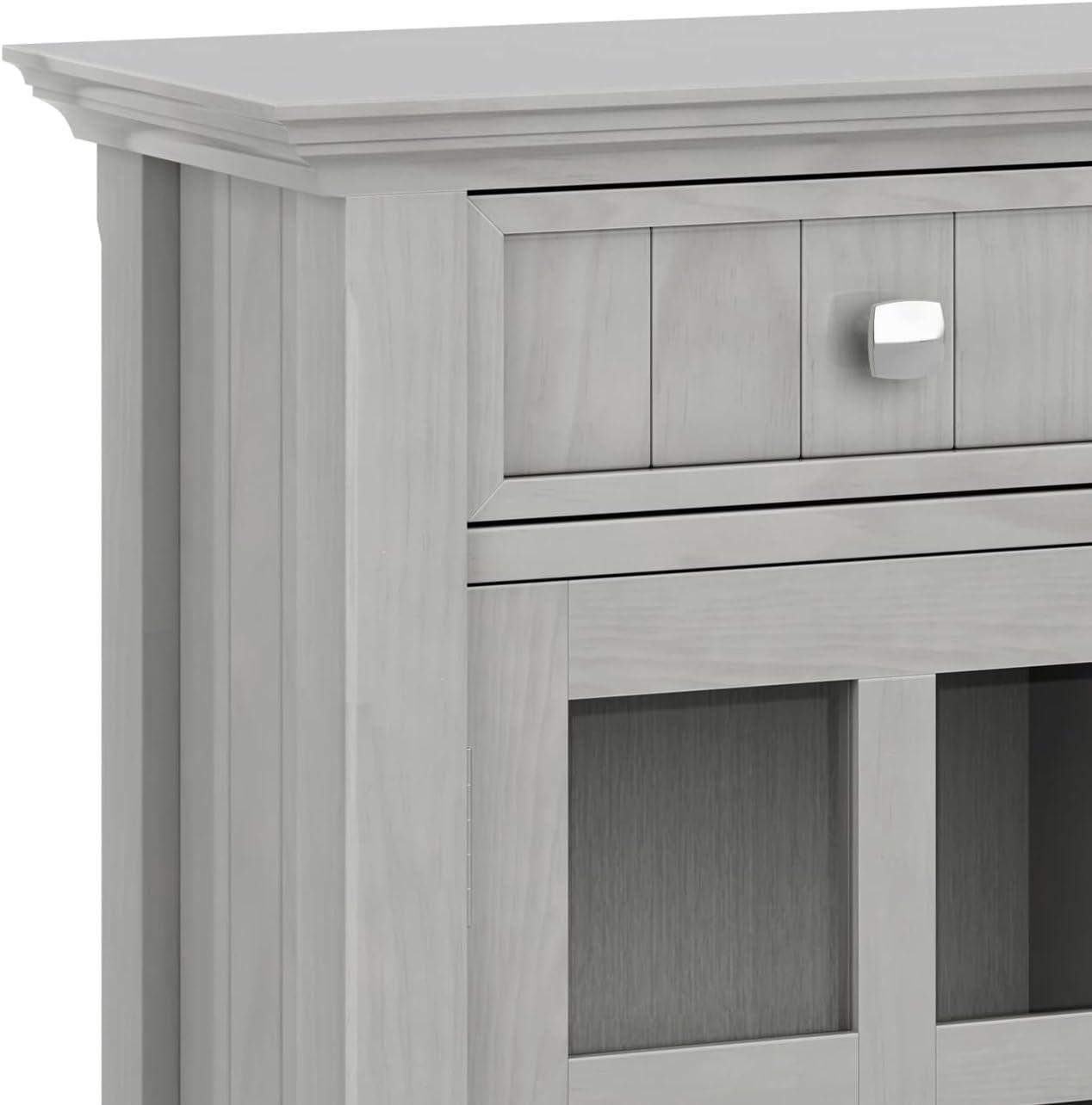 Simpli Home Acadian 36"W Solid Wood 2-Shelf Entryway Storage Cabinet with Glass Doors and 2 Drawers
