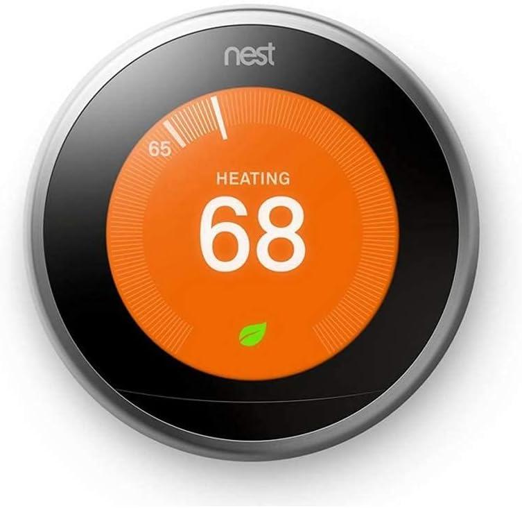 Google BH1252-US Nest Learning Thermostat - Smart Wi-Fi Thermostat Stainless Steel and Nest Temperature Sensor 2 Pack