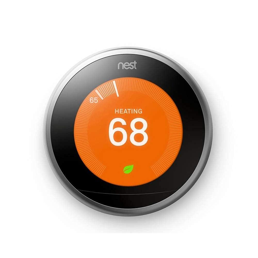 Google BH1252-US Nest Learning Thermostat - Smart Wi-Fi Thermostat Stainless Steel and Nest Temperature Sensor 2 Pack