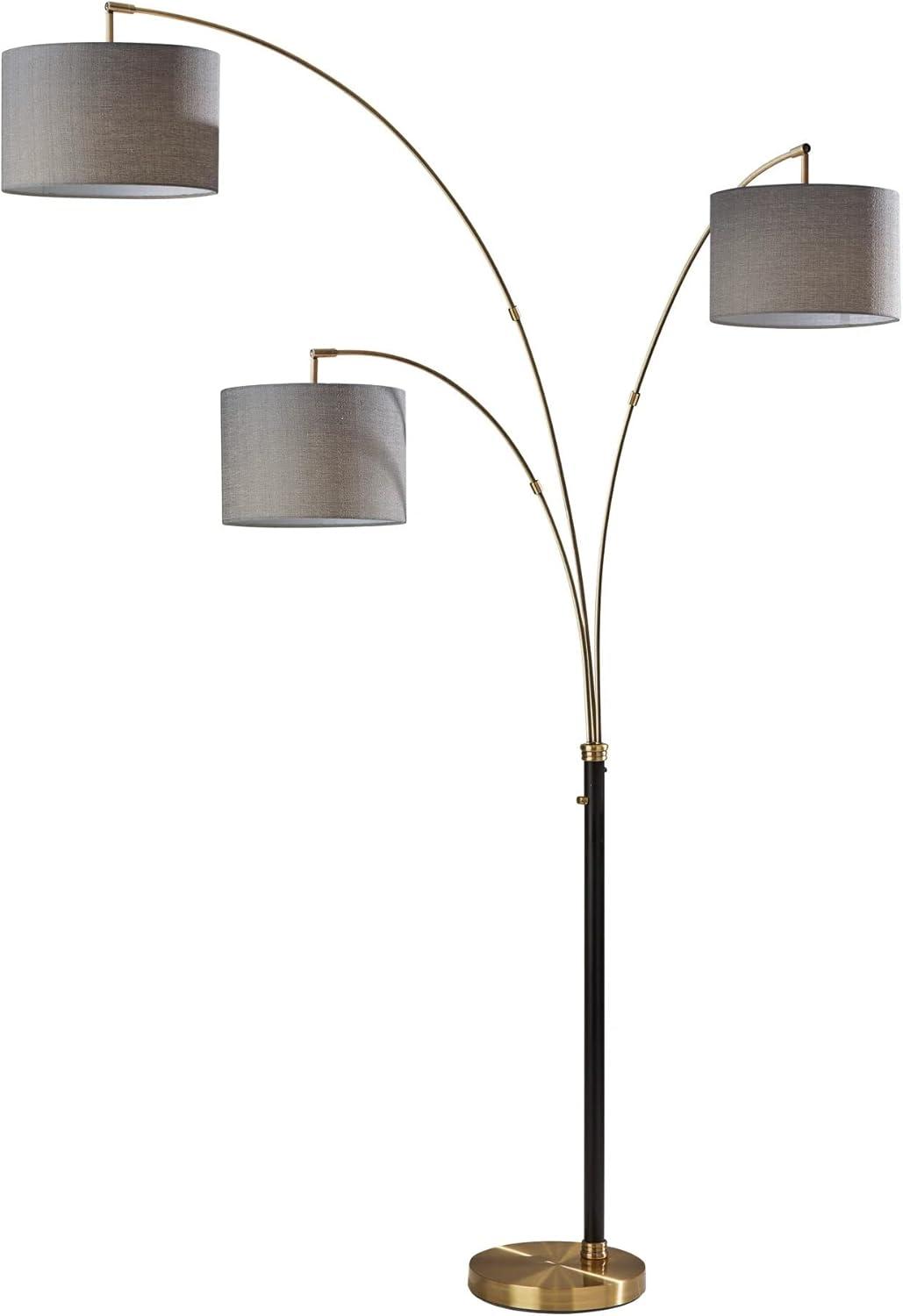 Adesso 3 Arm Bergen Arc Lamp Black: Modern Metal Multi-Head, ETL Listed, No Bulbs Included