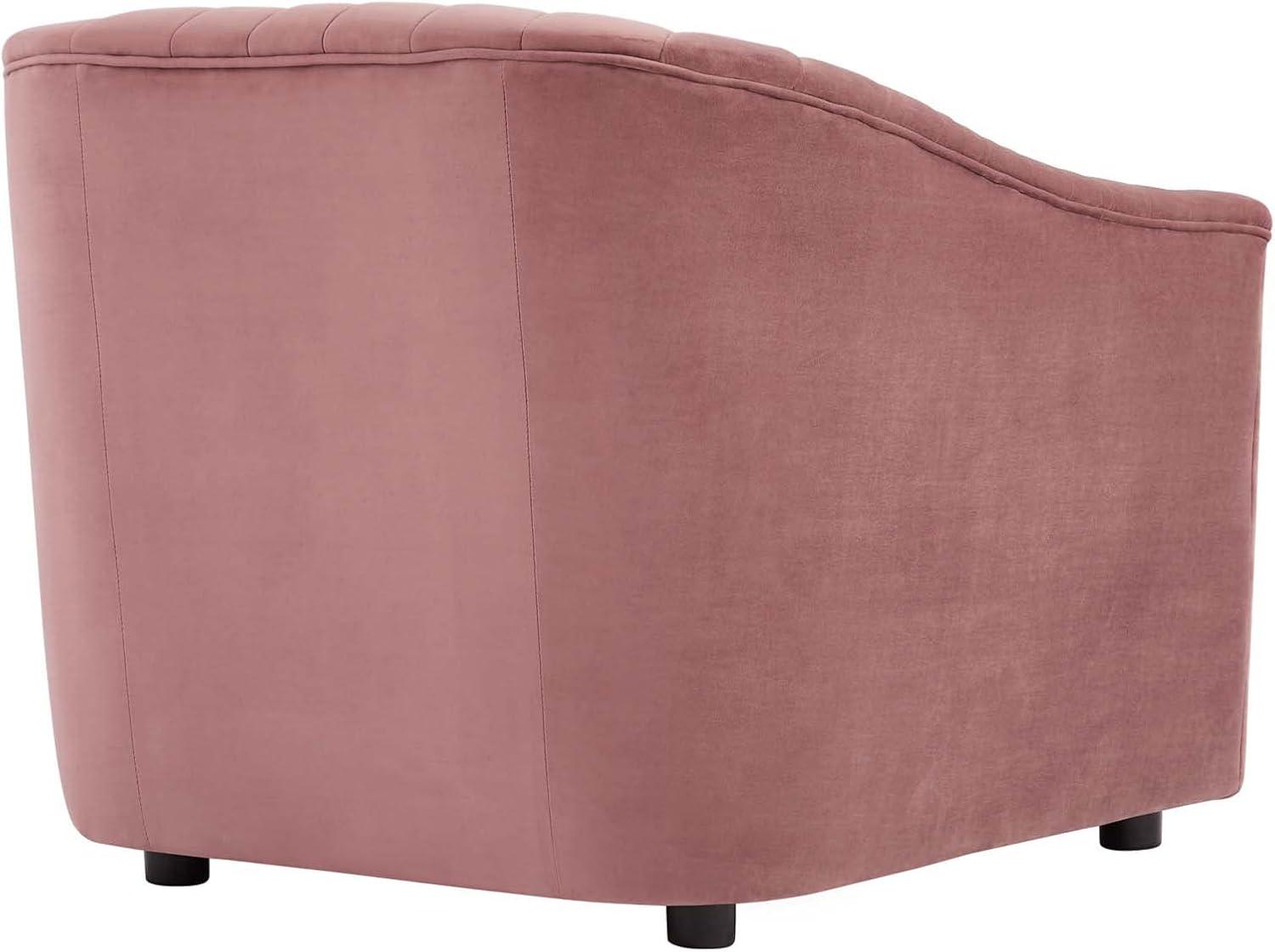 Modway Announce Modern Performance Velvet Tufted Armchair in Dusty Rose Pink
