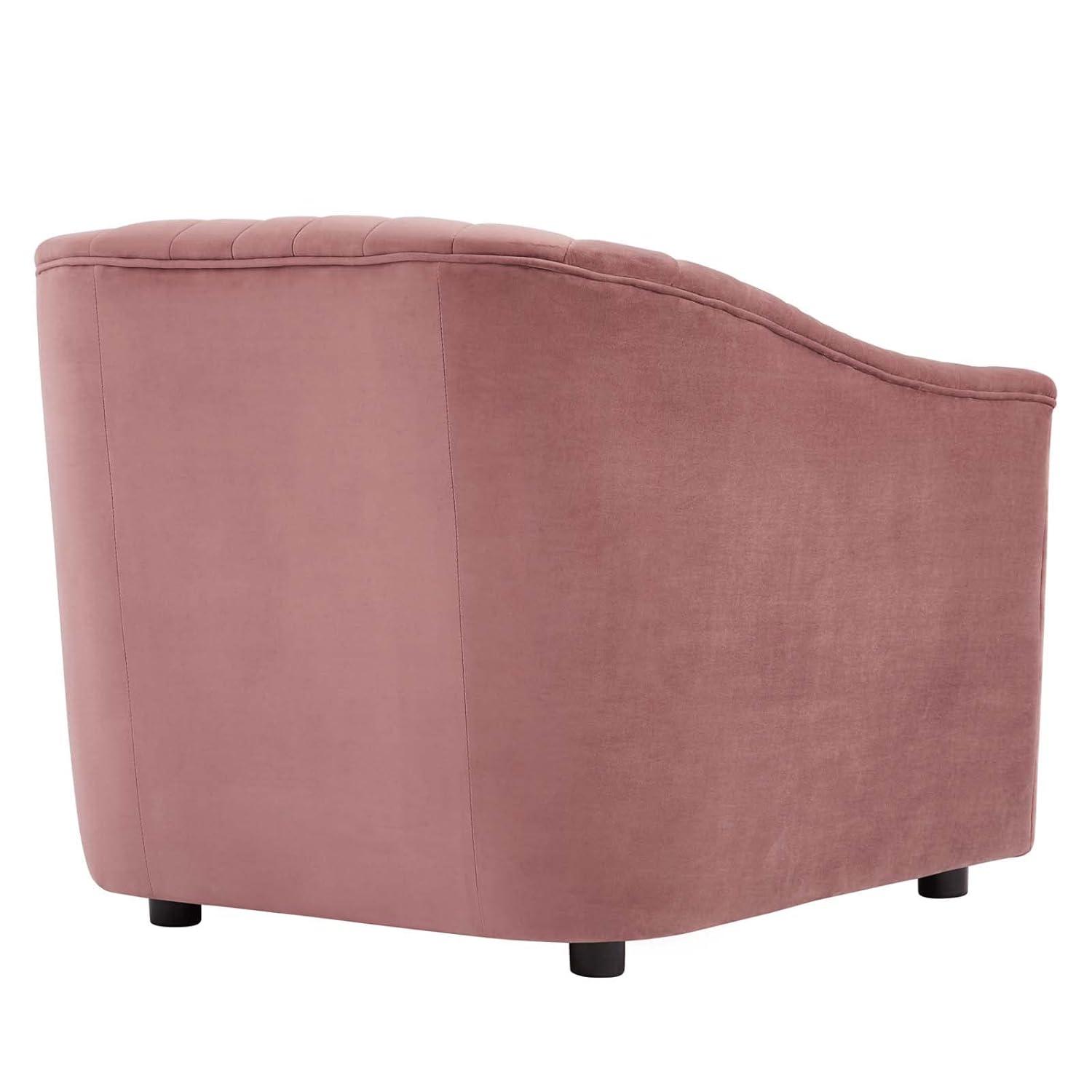 Modway Announce Modern Performance Velvet Tufted Armchair in Dusty Rose Pink