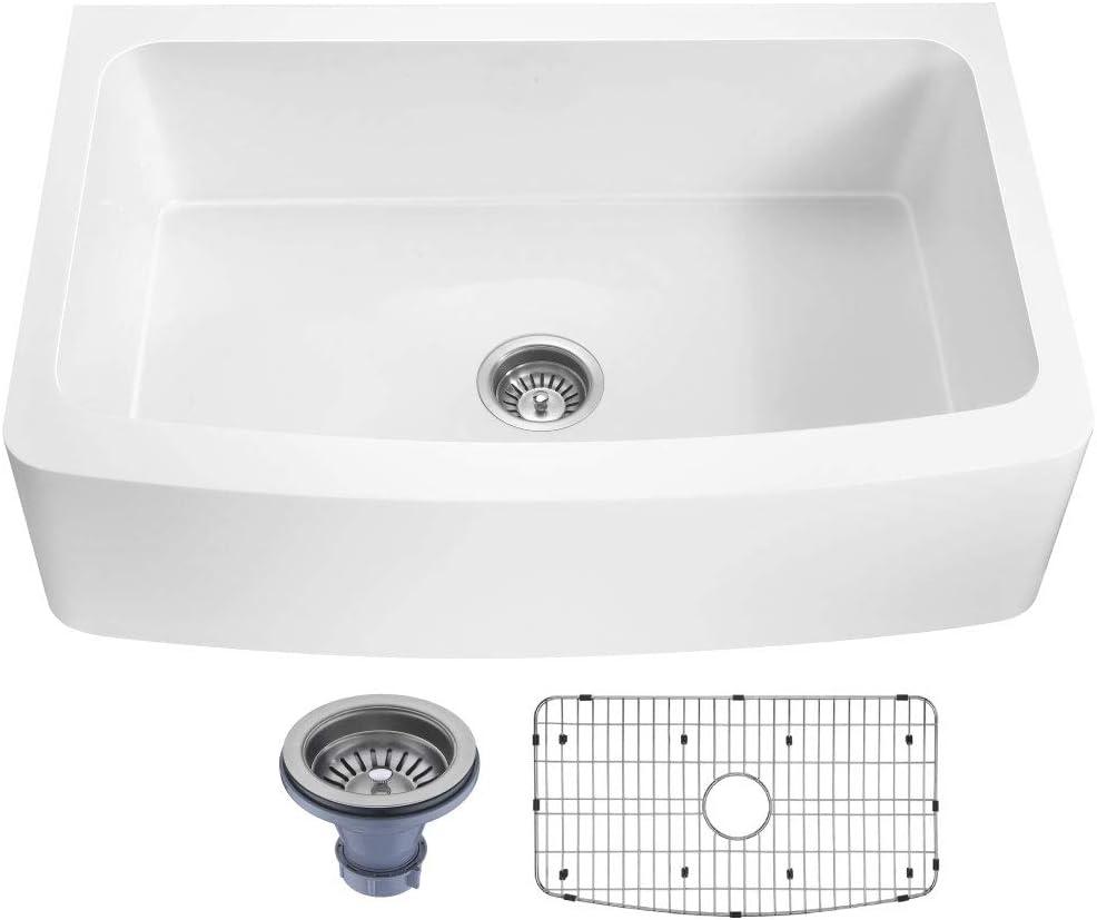 Prisma 36'' L Farmhouse / Apron Single Bowl Solid Surface Kitchen Sink