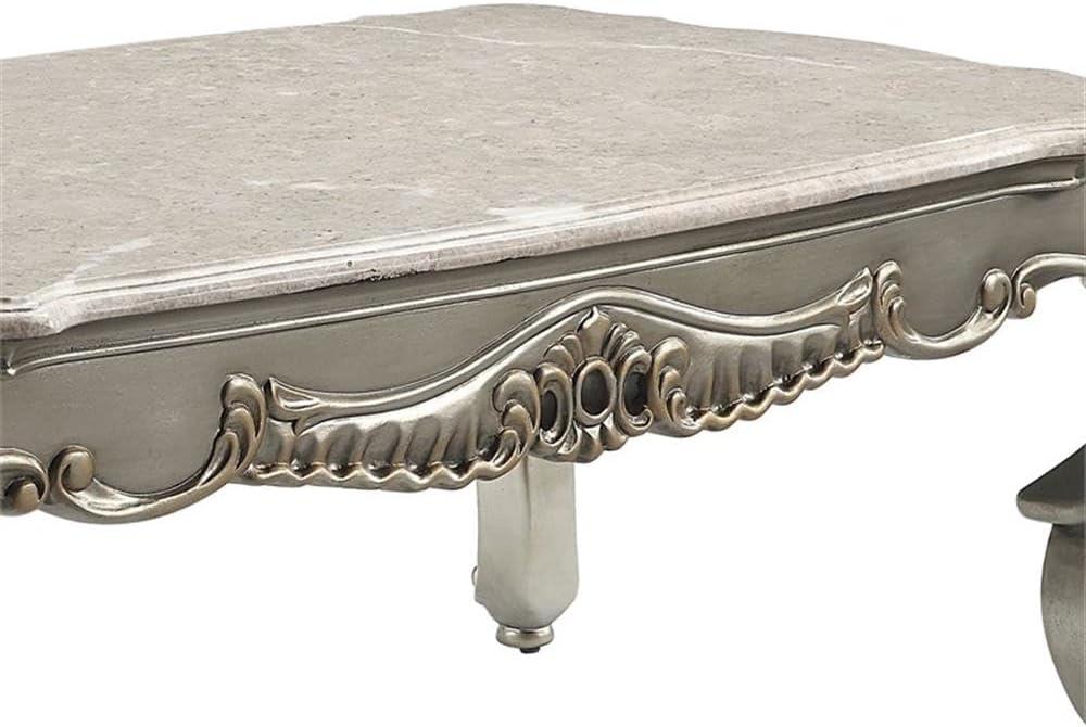 52" Miliani Coffee Table Natural Marble Top and Antique Bronze Finish - Acme Furniture: Chic Rectangular Design, No Assembly Required