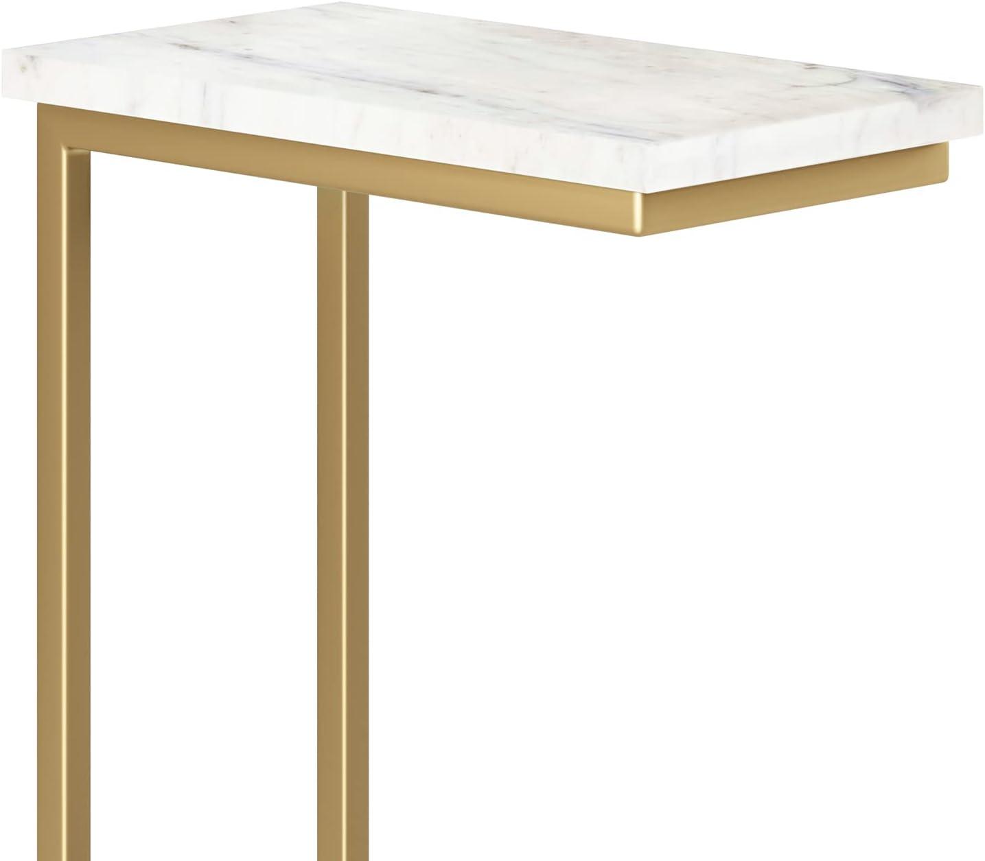 Skyler Gold Metal C Side Table with Marble Top