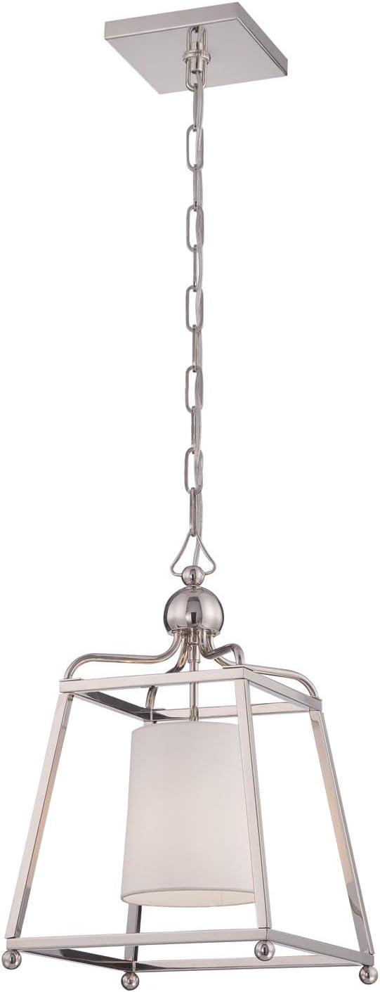 Mini Sylvan Polished Nickel LED Pendant with Ivory Silk Shade