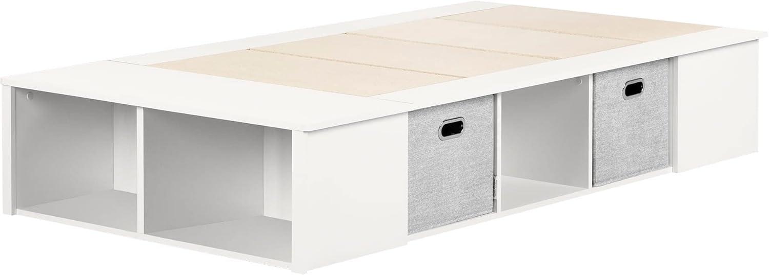 Twin Flexible Platform Kids' Bed with baskets   Pure White  - South Shore