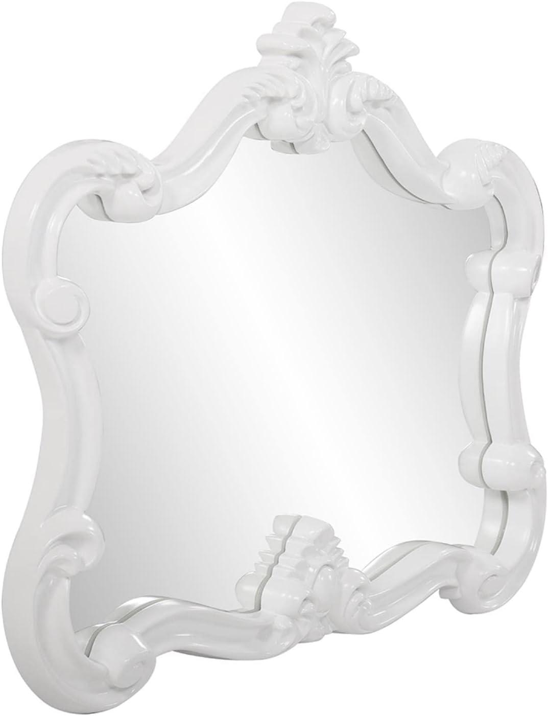 Howard Elliott 28"x32" Veruca Glossy Framed Accent Wall Mirror White: Modern Rectangle, No Assembly Required