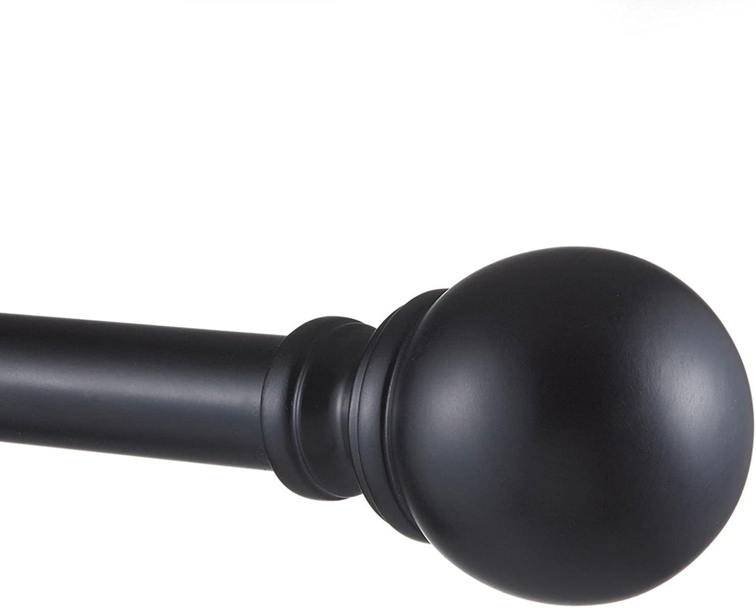 Exclusive Home Sphere 1" Curtain Rod and Finial Set, Matte Black, Adjustable 36"-72"