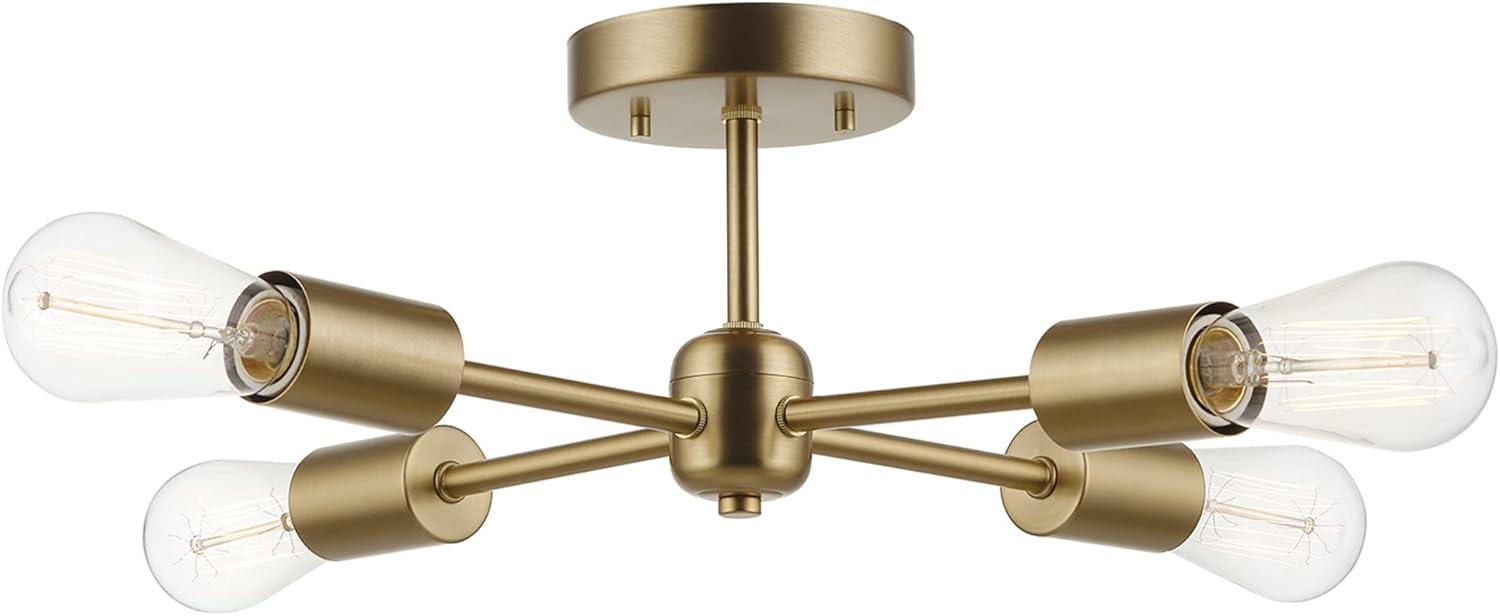 Globe Electric 17" 4 Brass Living Room Flush Mount Lights with Globe Glass