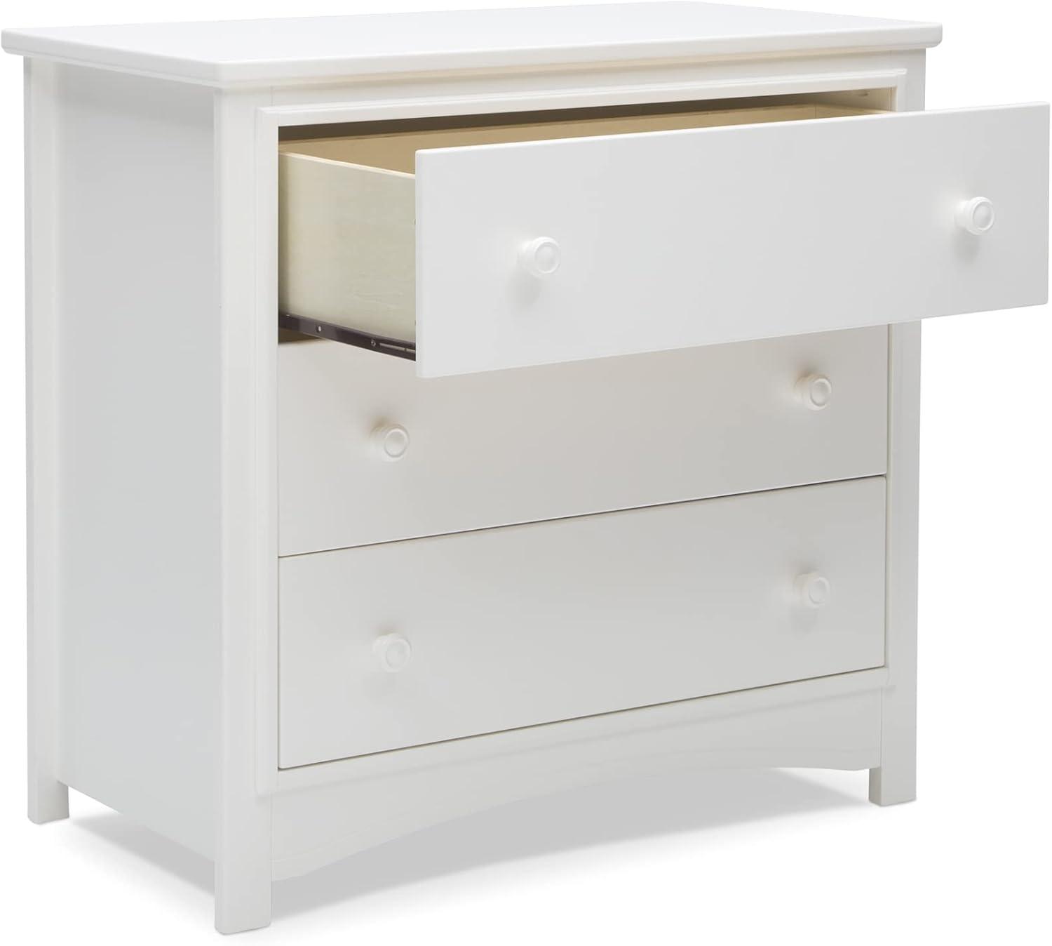 Delta Children Perry 3 Drawer Dresser with Changing Top, Greenguard Gold Certified, Bianca White