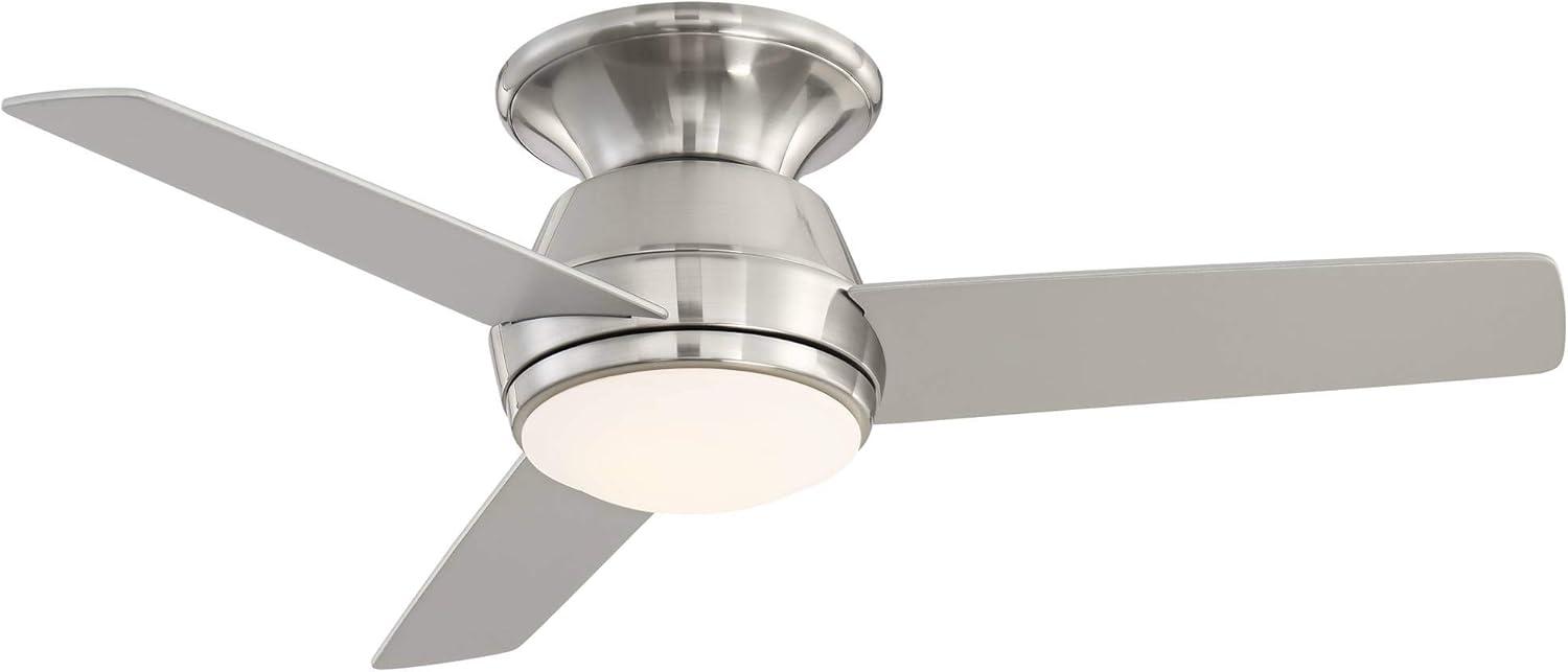 44" Casa Vieja Marbella Breeze Modern Hugger Indoor Ceiling Fan with Dimmable LED Light Remote Control Brushed Nickel Opal Glass for Living Room House