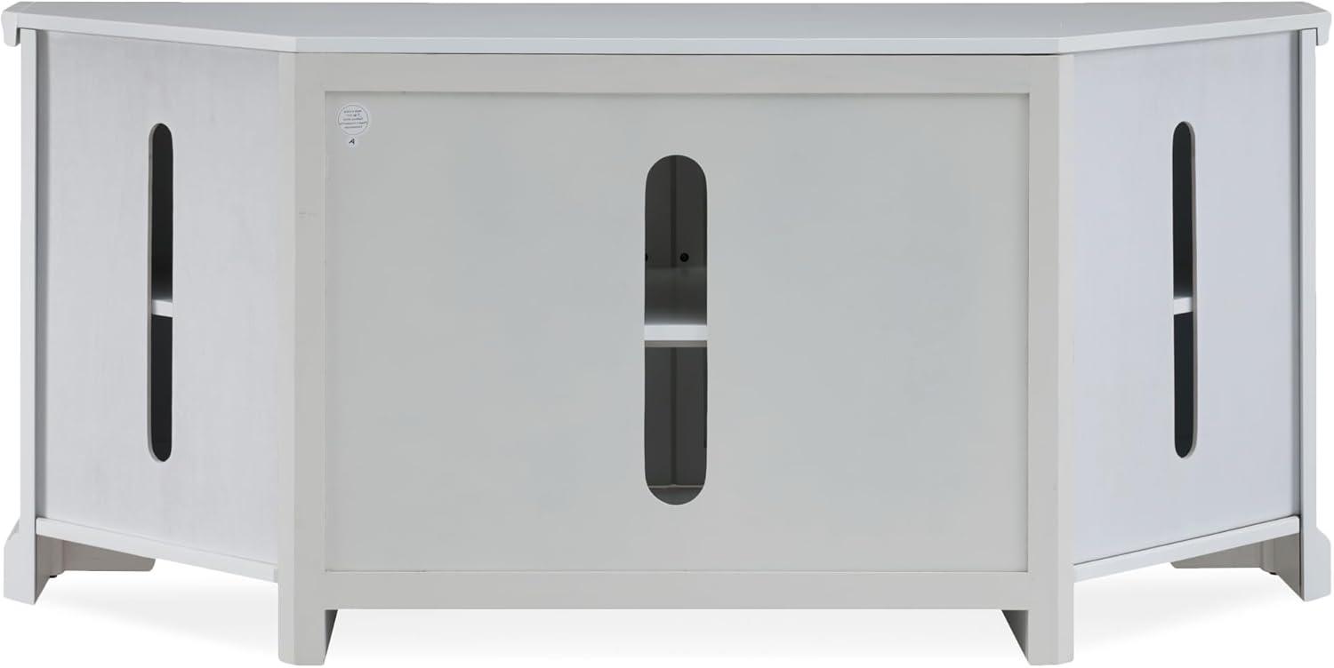 Leick Home 85386 Corner TV Stand with Enclosed Storage For 65" TV's, White