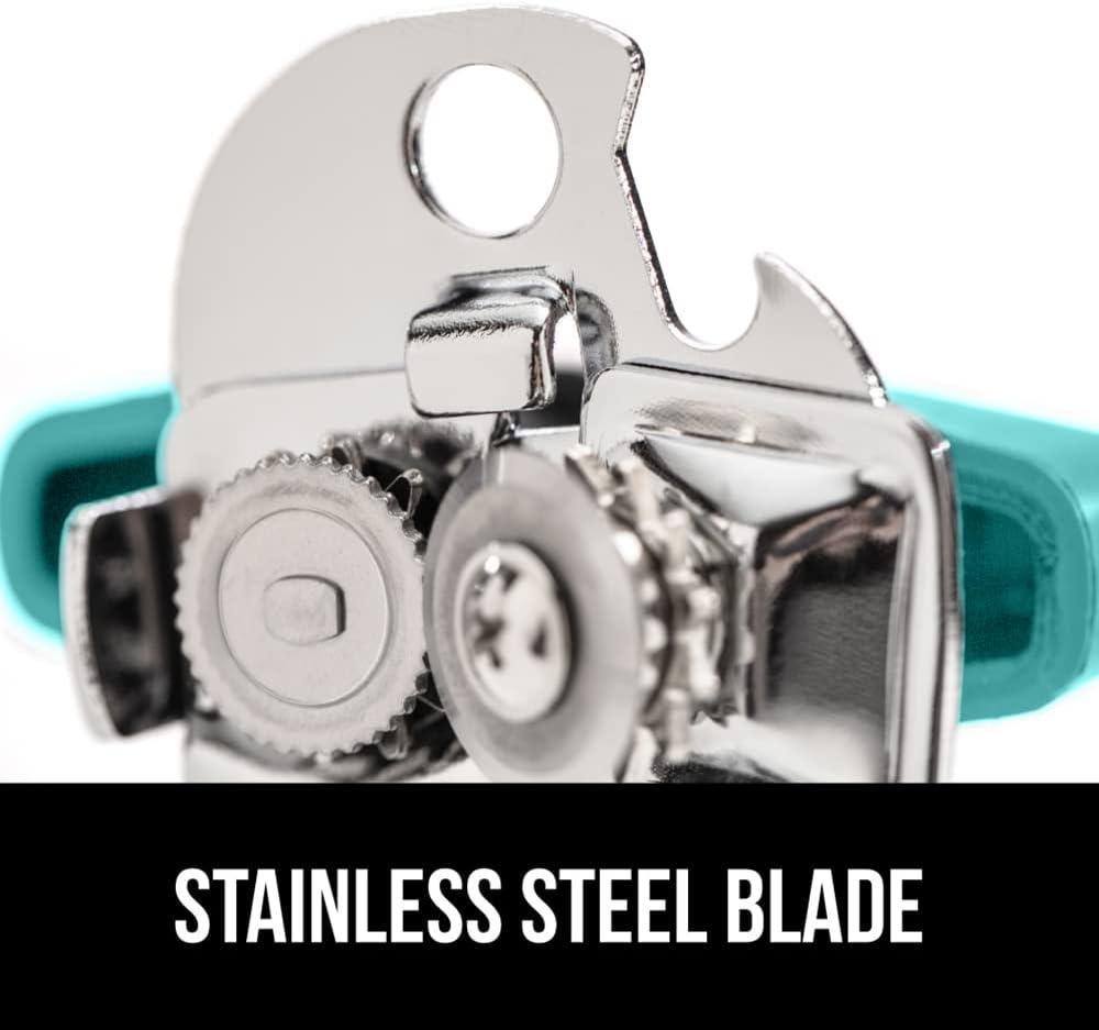 Turquoise Stainless Steel Manual Can Opener with Non-slip Grip