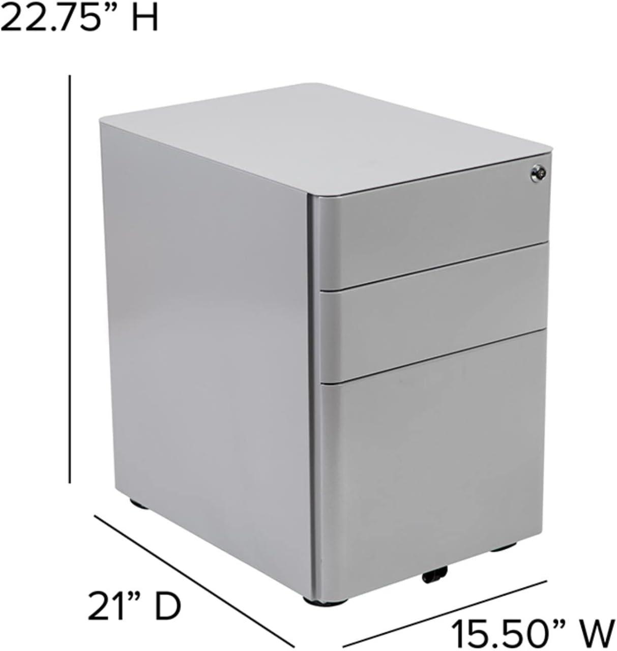 Flash Furniture Modern 3-Drawer Mobile Locking Filing Cabinet with Anti-Tilt Mechanism and Hanging Drawer for Legal & Letter Files