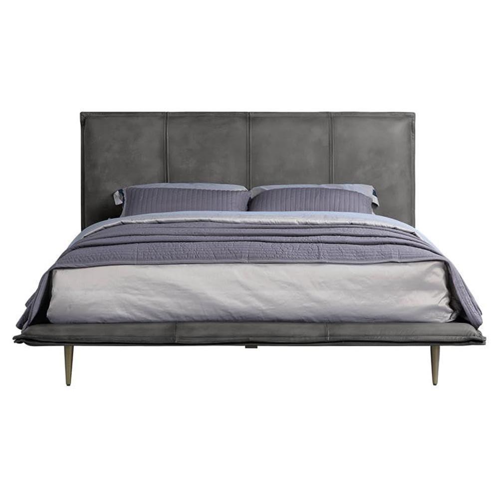 Helios Leather Upholstered Platform Bed