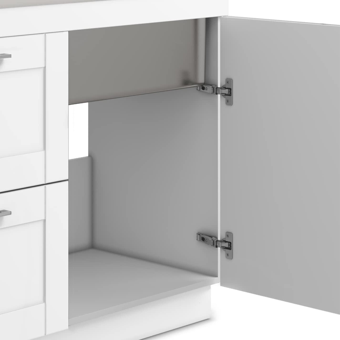Modern Wide Shaker 46"W Utility Sink & Laundry Cabinet with High-Arc Facet and Stainless Steel Sink, White