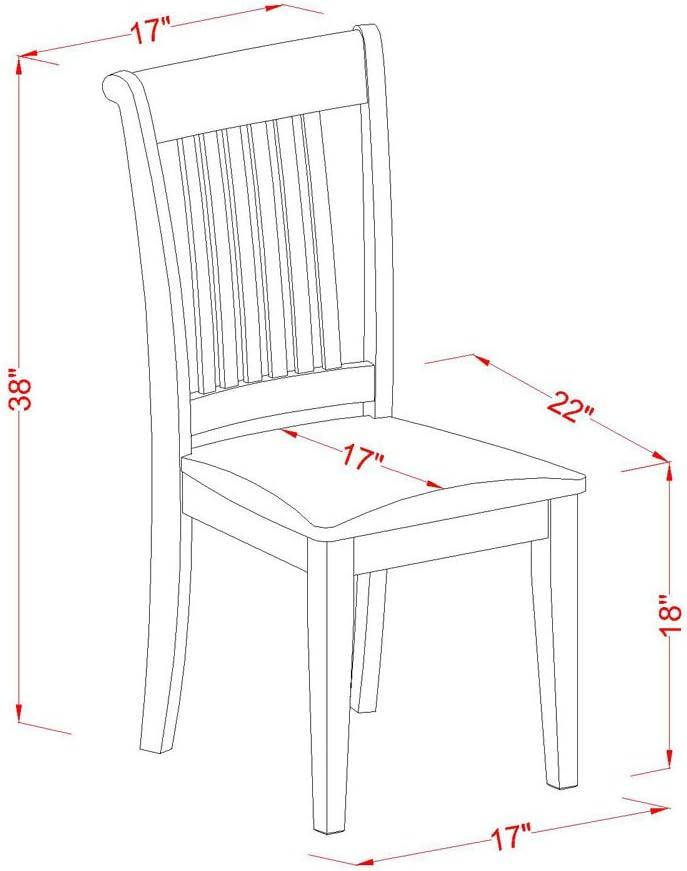 East West Furniture, Portland slat back chair for kitchen with Fabric seat