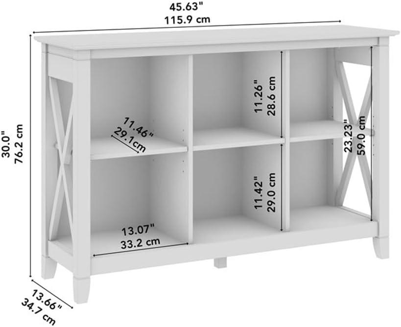 Pure White Oak 6-Cube Adjustable Bookcase with X Pattern Accents