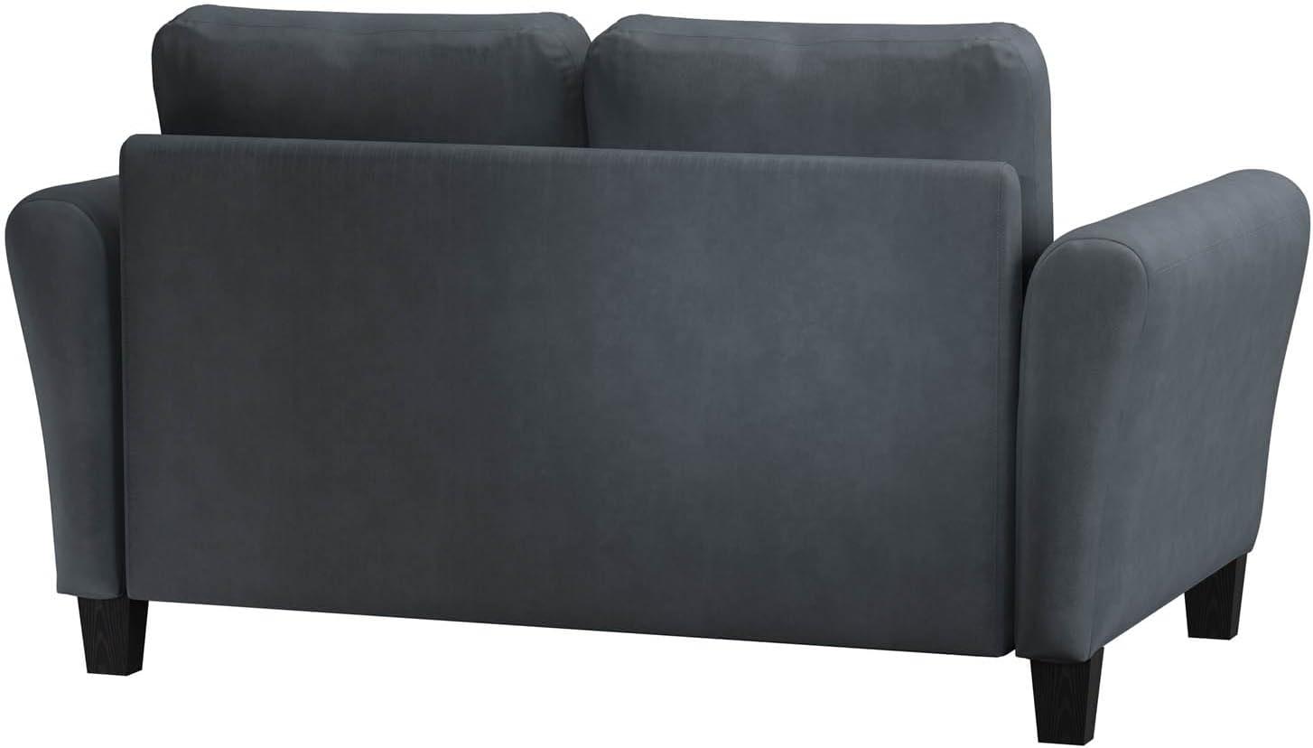 Lifestyle Solutions Alexa Loveseat with Rolled Arms, Gray Fabric