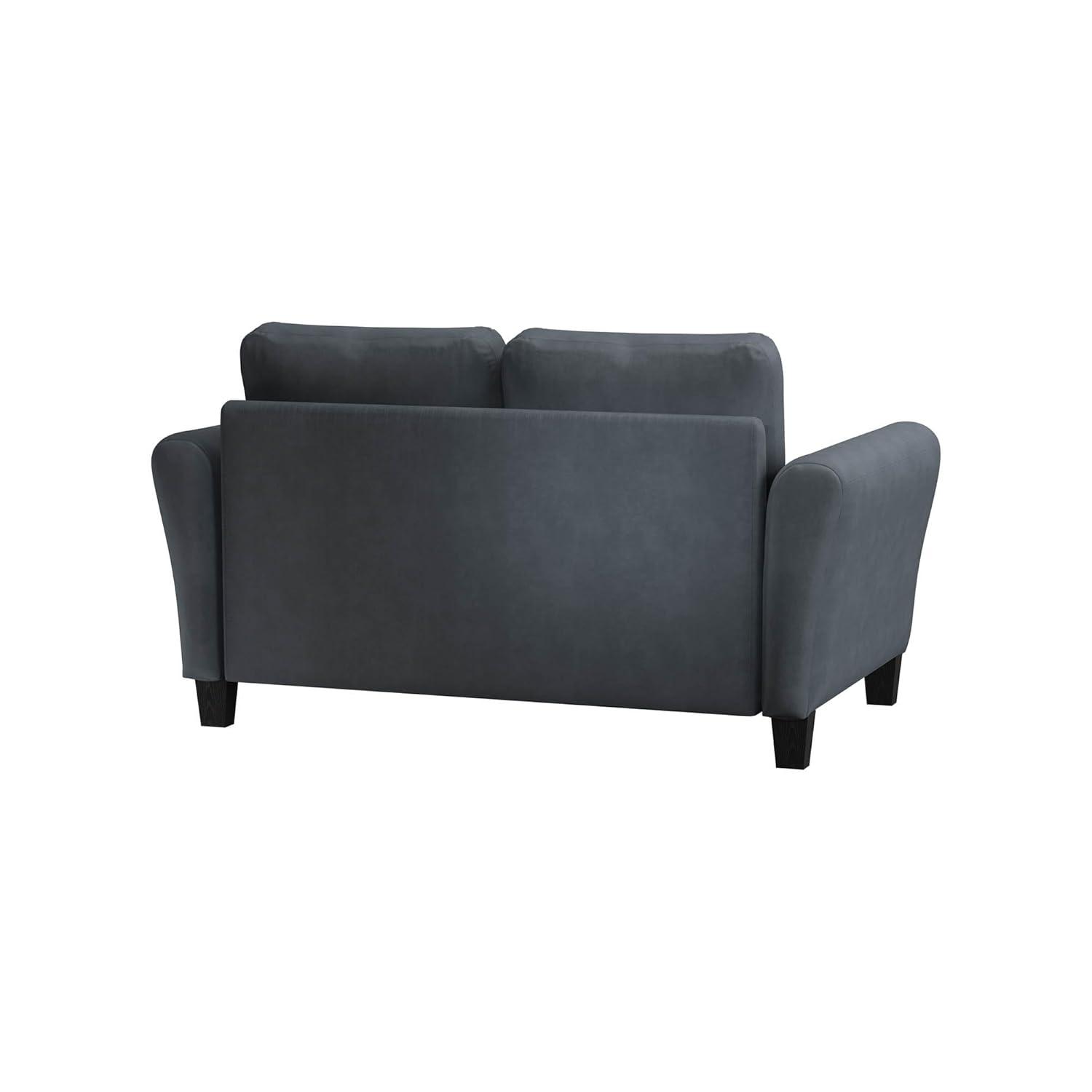 Lifestyle Solutions Alexa Loveseat with Rolled Arms, Gray Fabric