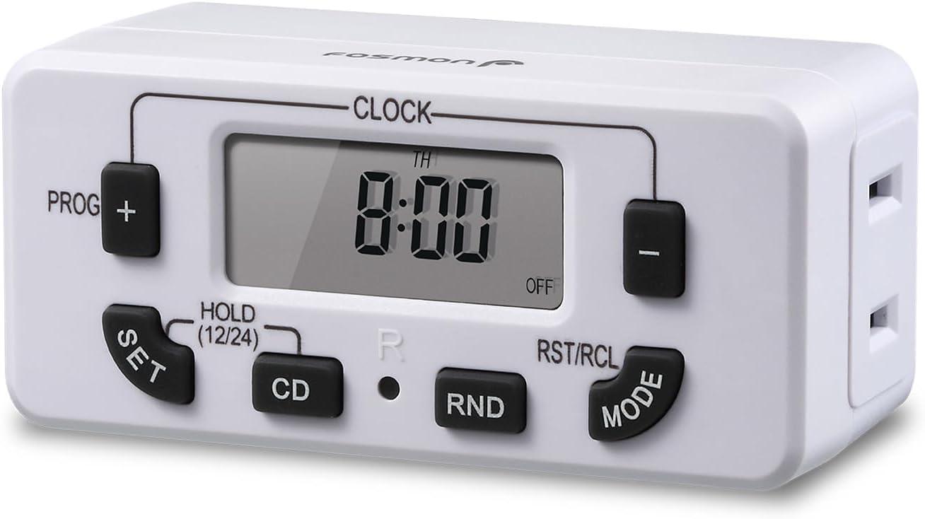 Fosmon Timer for Outlet, [ELT Listed] Light Timer for Lamps Indoor, Timer Outlet For Electrical, Programmable with 10 Program