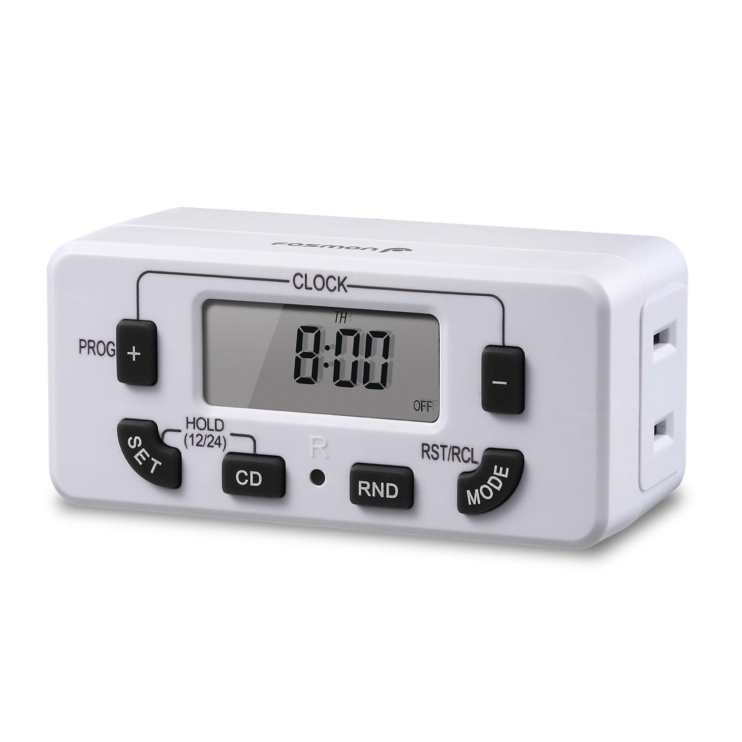 White Digital Programmable Timer with Dual Outlets