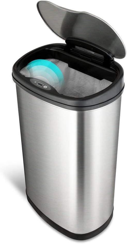 Nine Stars DZT-50-25 Motion Sensor Trash Can, Large, Silver